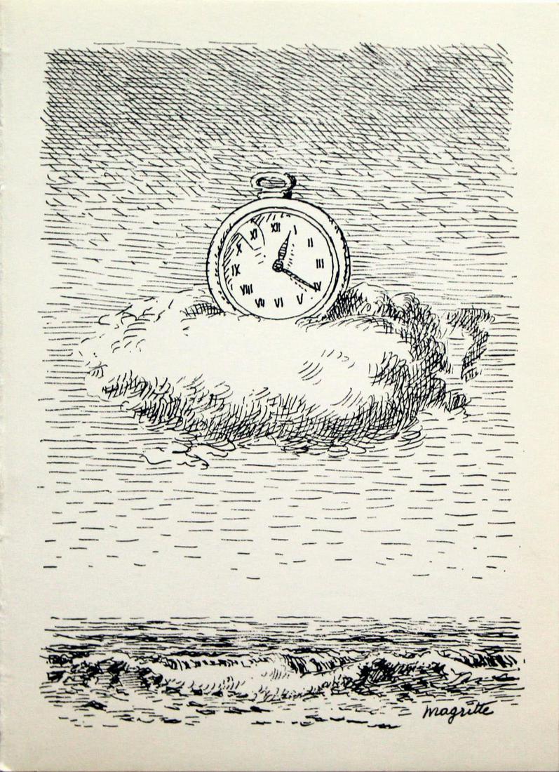 Rene Magritte - Untitled (Clock in the Clouds) (1 of 2)