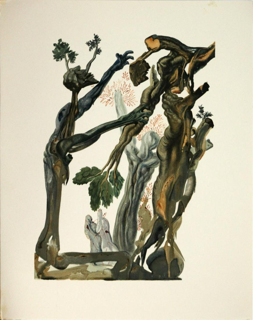 Salvador Dali - The Forrest of the Suicides: Artist: Salvador Dali Title: The Forrest of the Suicides Year: 1964 Dimensions: 13in. by 10in. Edition: A unique and original work of art Publisher: Les Heures