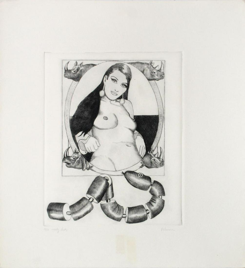 Tom Palmore - Nasty Lady: Artist: Tom Palmore Title: Nasty Lady Dimensions: 14 1/8in. by 15 1/4in. Edition: From the limited edition of 150 Medium: Original etching on paper Signature Detail