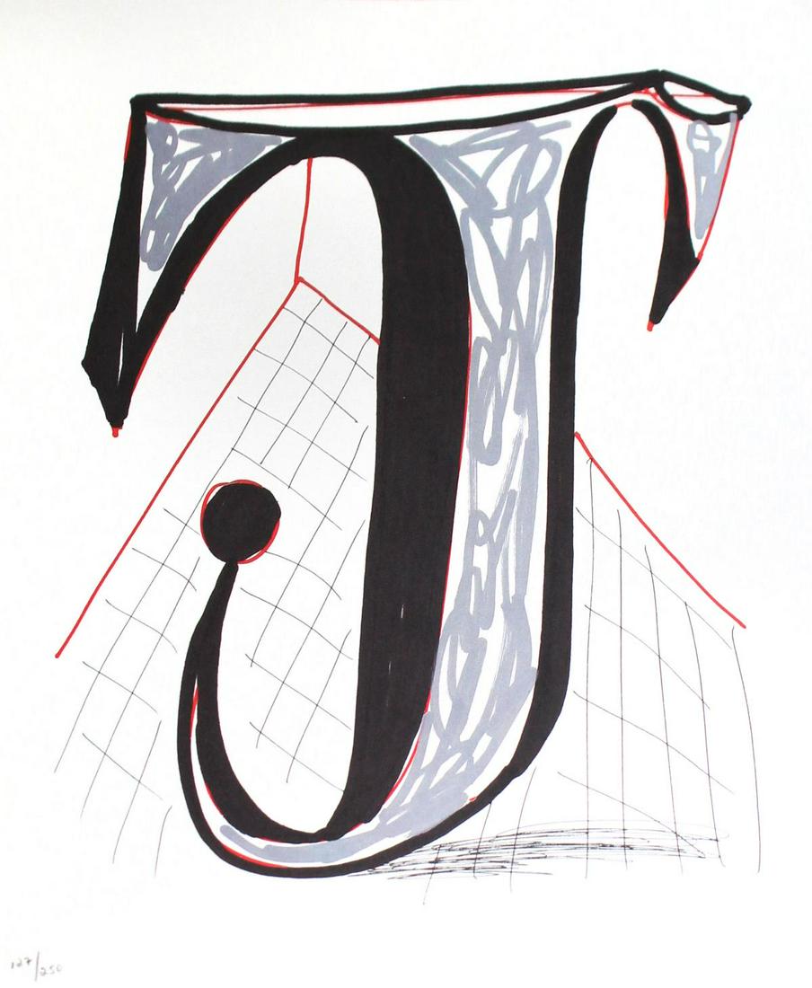 David Hockney - Letter J from "Hockney: Artist: David Hockney Title: Letter J from "Hockney's Alphabet" Year: 1991 Dimensions: 12 5/8in. by 9 5/8in. Edition: From the rare limited edition of 300 Publisher