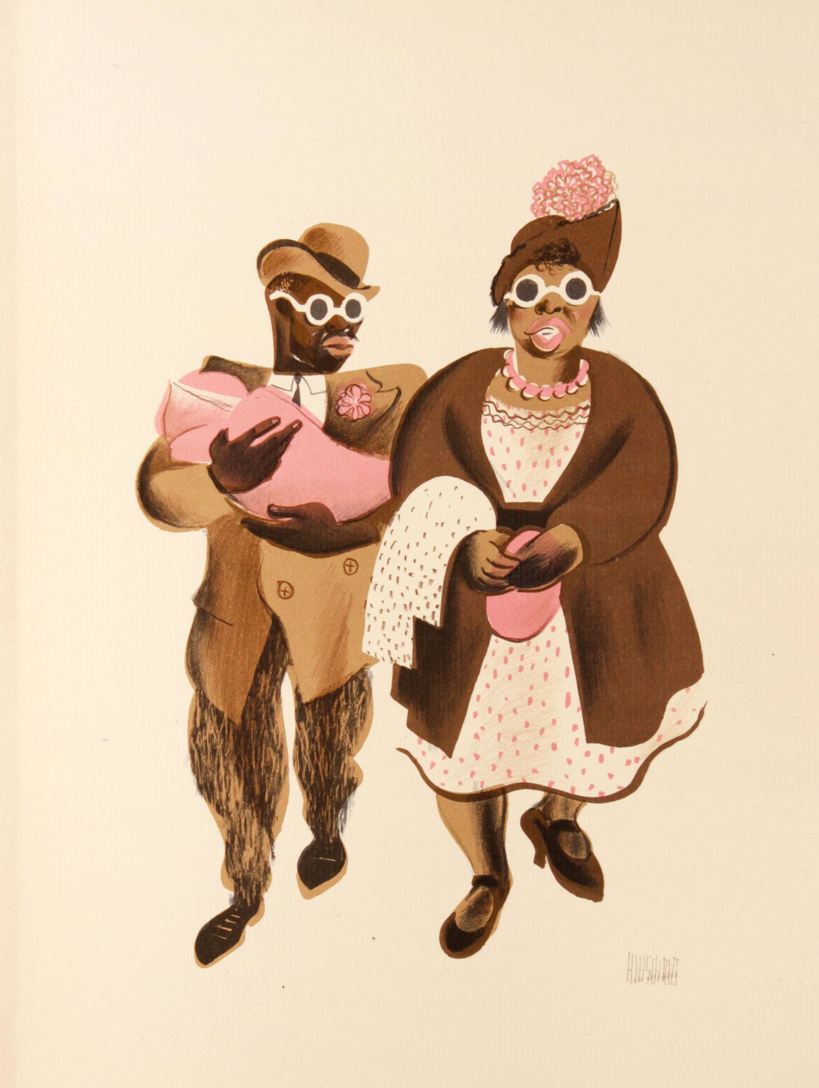 Al Hirschfeld - Lenox Avenue Stroll: Artist: Al Hirschfeld Title: Lenox Avenue Stroll Year: 1941 Dimensions: 12in. by 9.25in. Edition: 752 from the limited edition of 1000 Publisher: Hyperion Press