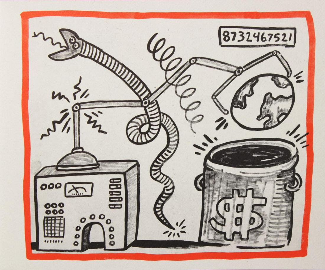Keith Haring - Untitled: Artist: Keith Haring Title: Untitled Year: 1990 Dimensions: 8.75in. by 10.25in. Edition: From the rare limited edition of 500 Publisher: Bebert Publishing House