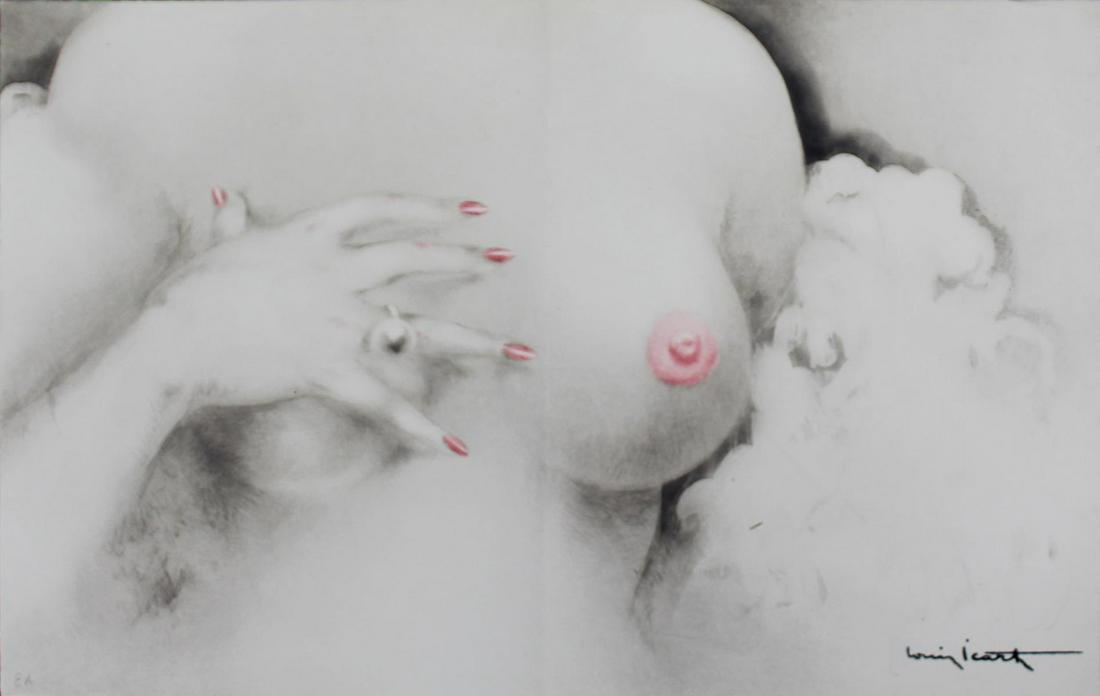 Louis Icart - Granular Areola: Artist: Louis Icart Title: Granular Areola Year: 1945 Dimensions: 17 1/2in. by 10 1/2in. Edition: From the rare limited edition of 190 Suite: La Vie Des Seins</