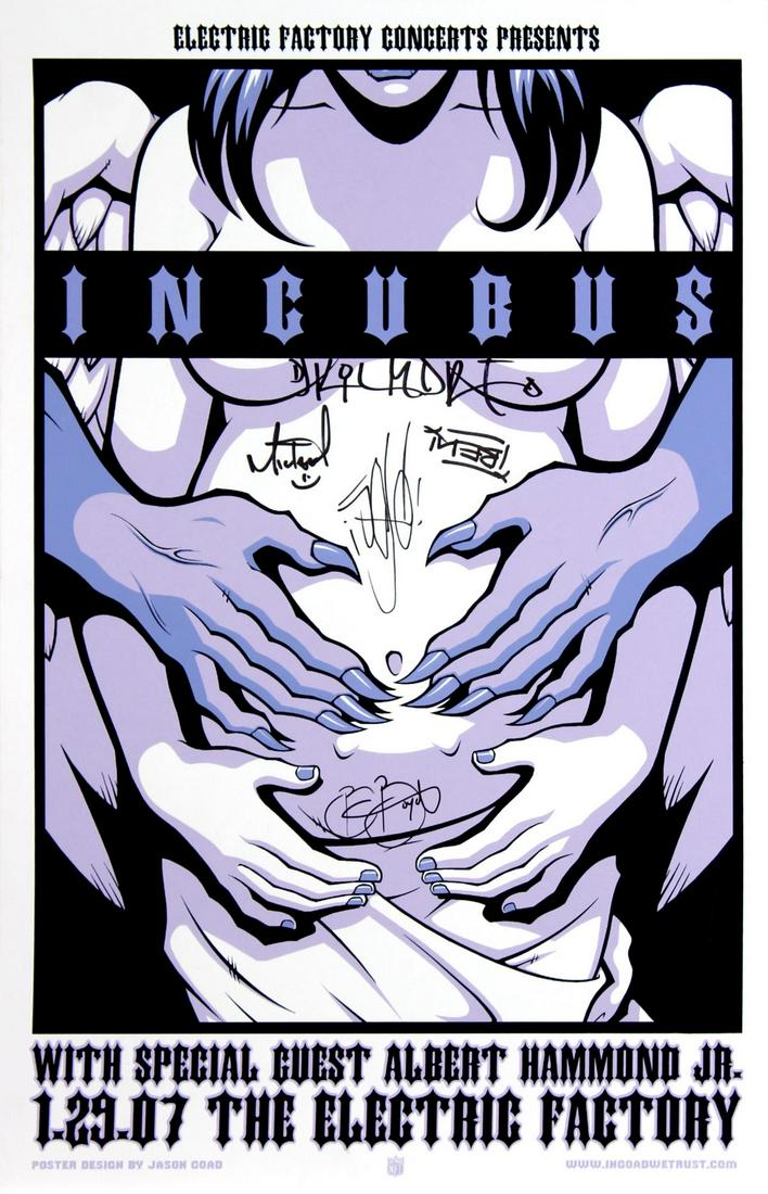 Jason Goad - Incubus Concert Poster for Electric: Artist: Jason Goad Title: Incubus Concert Poster for Electric Factory Year: 2007 Dimensions: 18in. by 12in. Edition: Original or Unknown Medium: Digital print o