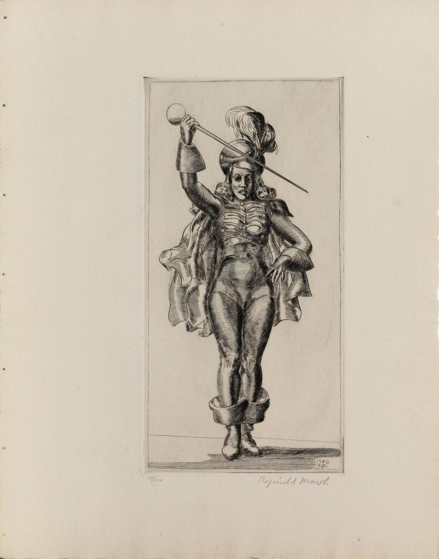Reginald Marsh - Drum Majorette: Artist: Reginald Marsh Title: Drum Majorette Year: 1947 Dimensions: 16 1/2in. by 13in. Edition: 64 from the rare limited edition of 300 Publisher: Laurel Galle