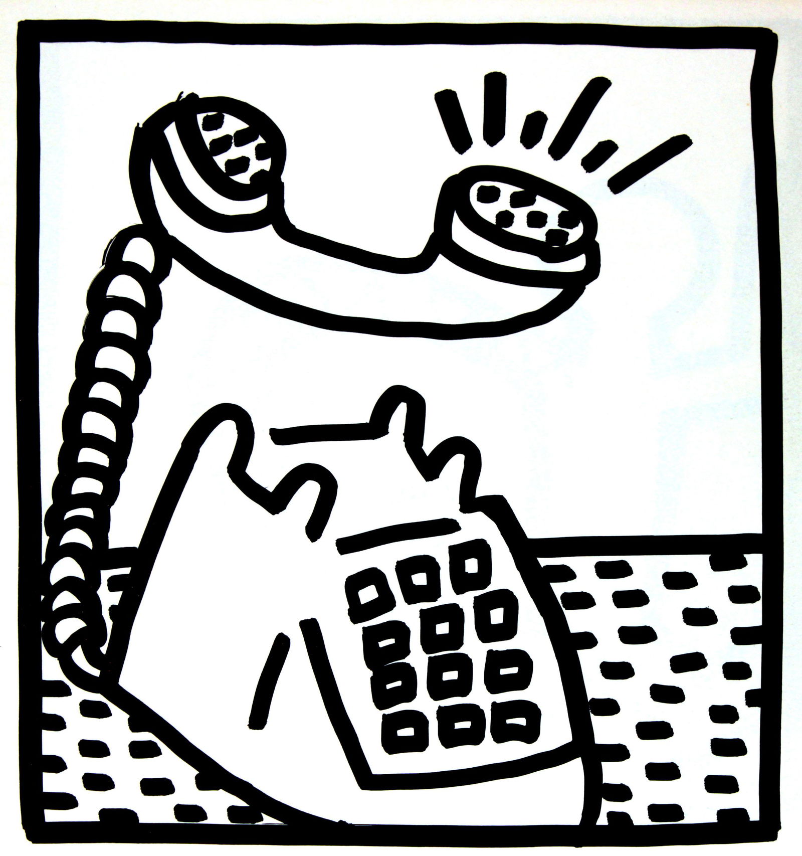 Keith Haring - Untitled from "Tony Shafrazi" portfolio: Artist: Keith Haring Title: Untitled from "Tony Shafrazi" portfolio Year: 1982 Dimensions: 9.3in. by 9.3in. Edition: From the limited edition of 2000 Publisher: