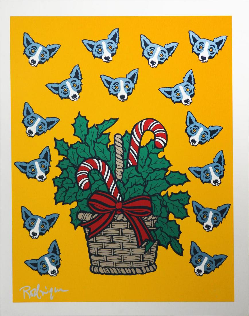 George Rodrigue - High on Sugar (Blue Dog): Artist: George Rodrigue Title: High on Sugar Year: 2000 Dimensions: 20in. by 16in. Edition: From the rare limited edition of 150 Medium: Original serigraph on paper