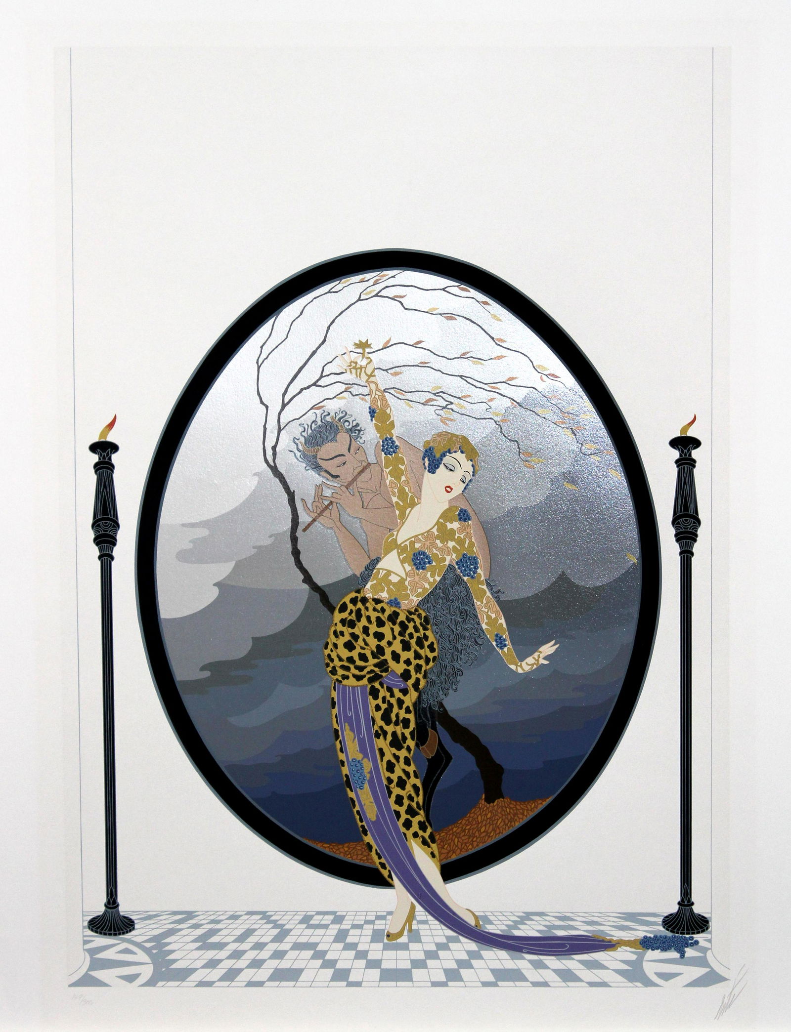 Erte - Woman and Satyr: Artist: Erte Title: Woman and Satyr Year: 1980 Dimensions: 27in. by 19in. Edition: From the limited edition of 300 Medium: Original serigraph on paper Signature De