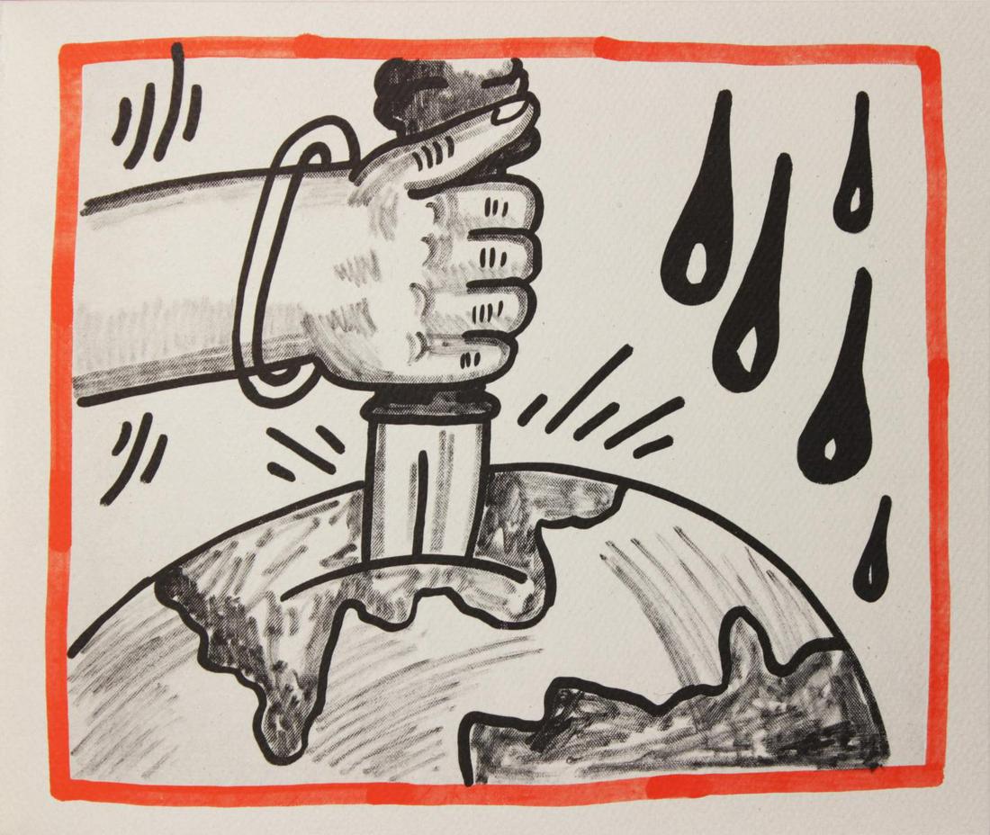 Keith Haring - Untitled: Artist: Keith Haring Title: Untitled Year: 1990 Dimensions: 8.75in. by 10.25in. Edition: From the rare limited edition of 500 Publisher: Bebert Publishing House Su