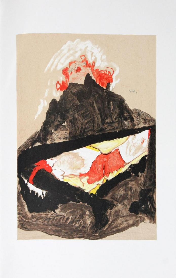 Egon Schiele (After) - Red Haired girl with Spread Legs: Artist: Egon Schiele (After) Title: Red Haired girl with Spread Legs Year: 2007 Dimensions: 12 5/8in. by 19 5/8in. Edition: From the rare limited edition Publisher: