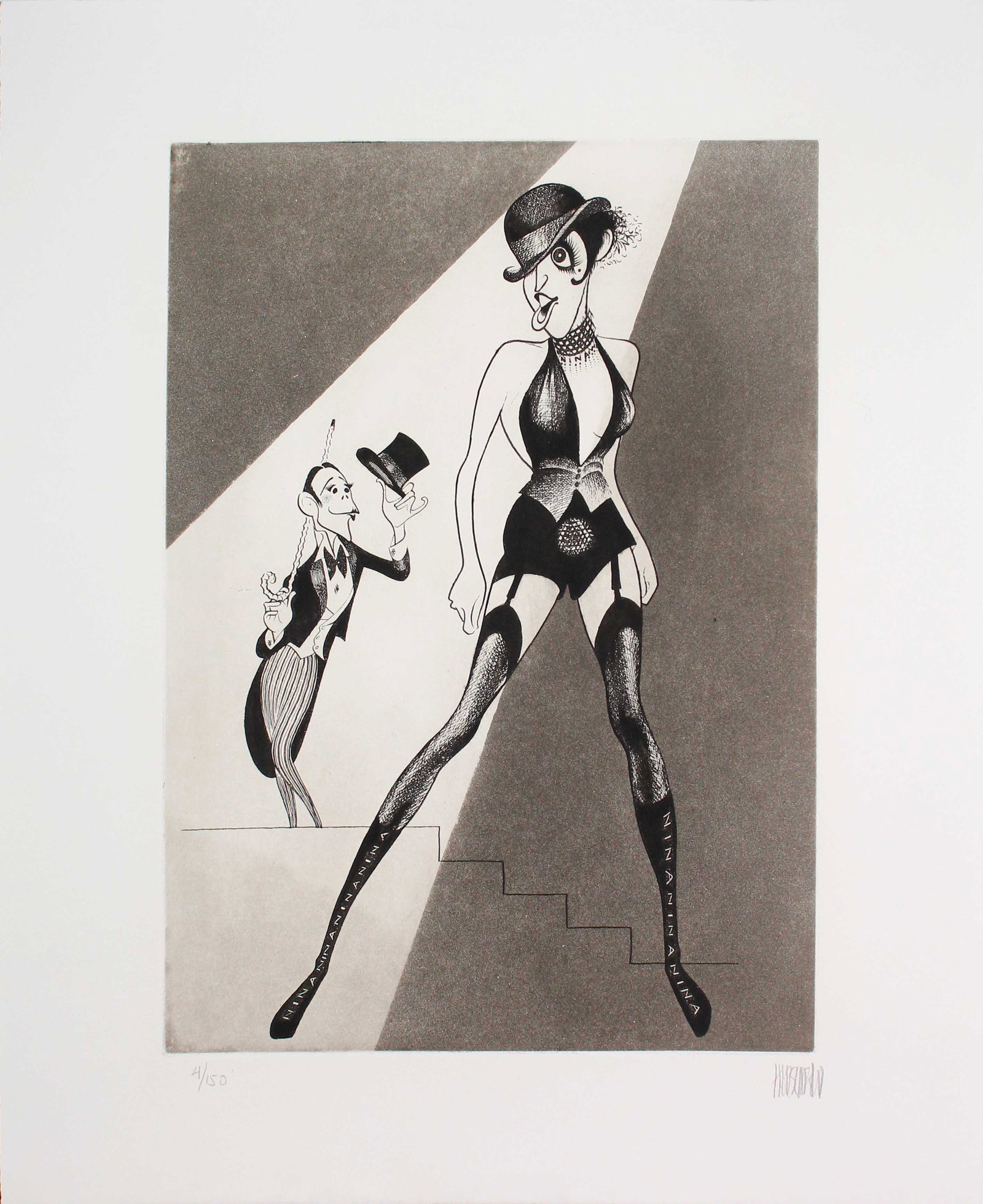Al Hirschfeld - Cabaret: Liza Mineli and Joel Gray: Artist: Al Hirschfeld Title: Cabaret: Liza Mineli and Joel Gray Year: 1975 Dimensions: 16 1/4in. by 12in. Edition: From the rare limited edition of 150 Medium: