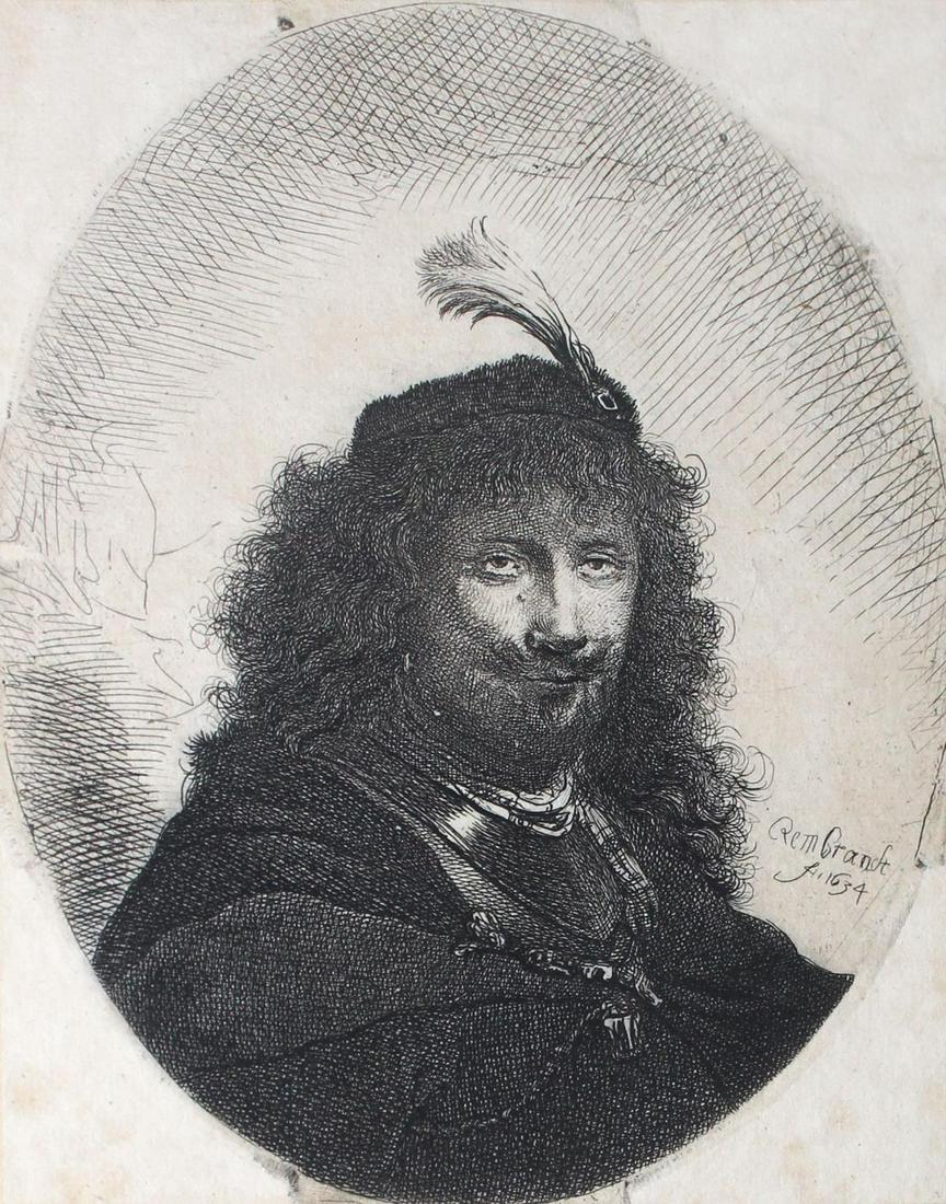 Rembrandt van Rijn - Self Portrait with Plumed Cap and (1 of 1)