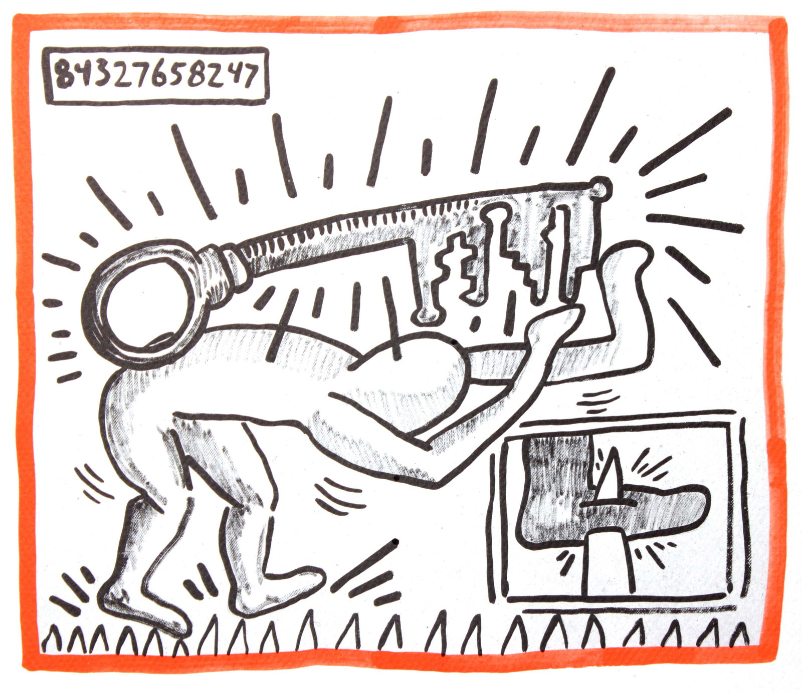 Keith Haring - Untitled: Artist: Keith Haring Title: Untitled Year: 1990 Dimensions: 8.75in. by 10.25in. Edition: From the rare limited edition of 500 Publisher: Bebert Publishing House Su