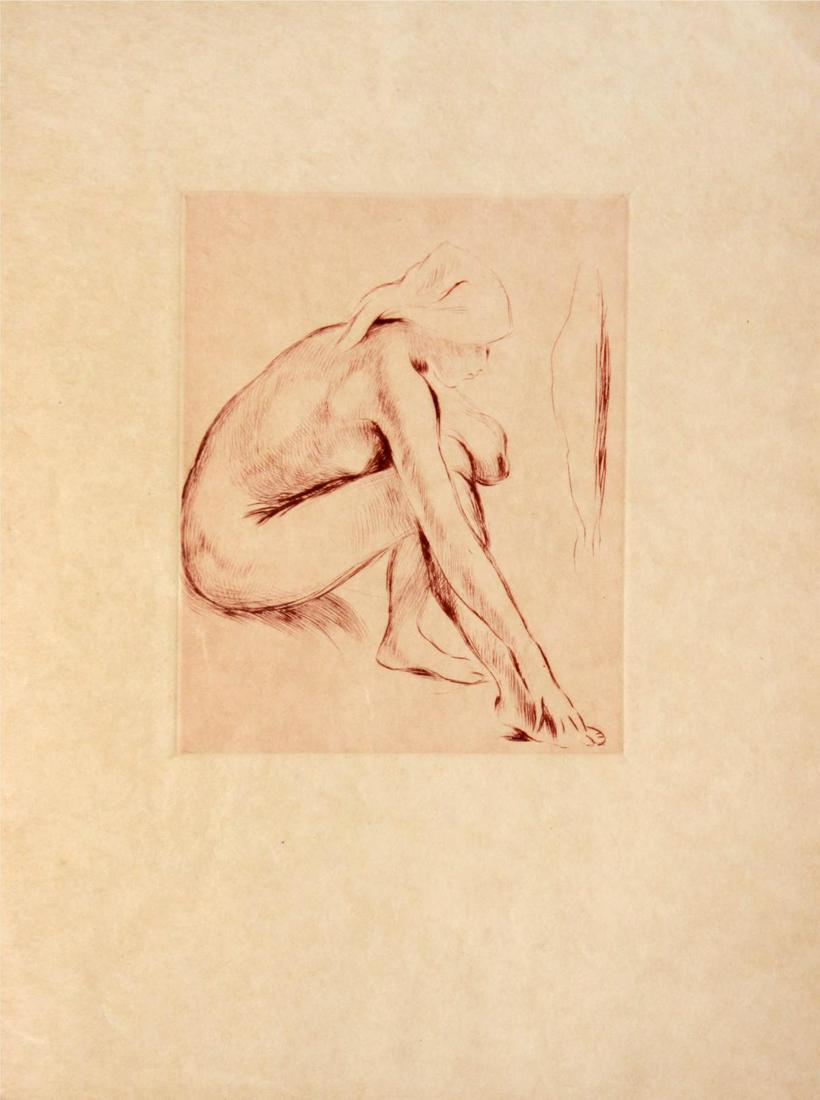 Berthe Morisot - Nude Sitting Holding a Knee: Artist: Berthe Morisot Title: Nude Sitting Holding a Knee Dimensions: 11.25in. by 9in. Edition: From the rare limited edition Medium: Original photolithograph on paper