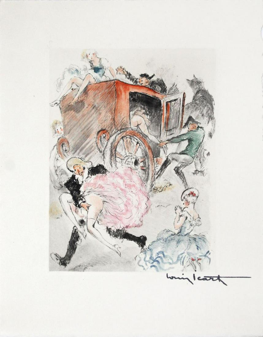Louis Icart - Carriage Fun: Artist: Louis Icart Title: Carriage Fun Year: 1947 Dimensions: 11in. by 8.5in. Edition: From the rare limited edition of 500 Publisher: Georges Guillot Editeur: Paris <