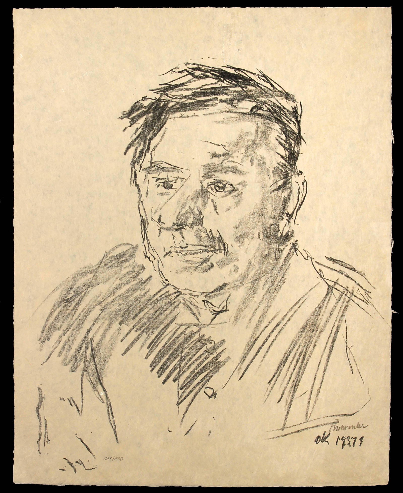 Oscar Kokoschka - Teddy Kollek. (Mayor of Jerusalem) (1 of 3)