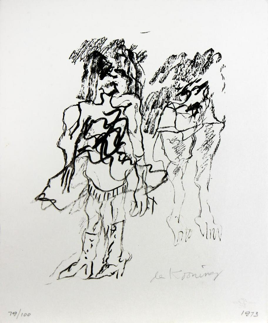 Willem De Kooning - Two Women: Artist: Willem De Kooning Title: Two Women Year: 1973 Dimensions: 18.25in. by 15.25in. Edition: From the rare limited edition of 100 Medium: Lithograph on Arches paper