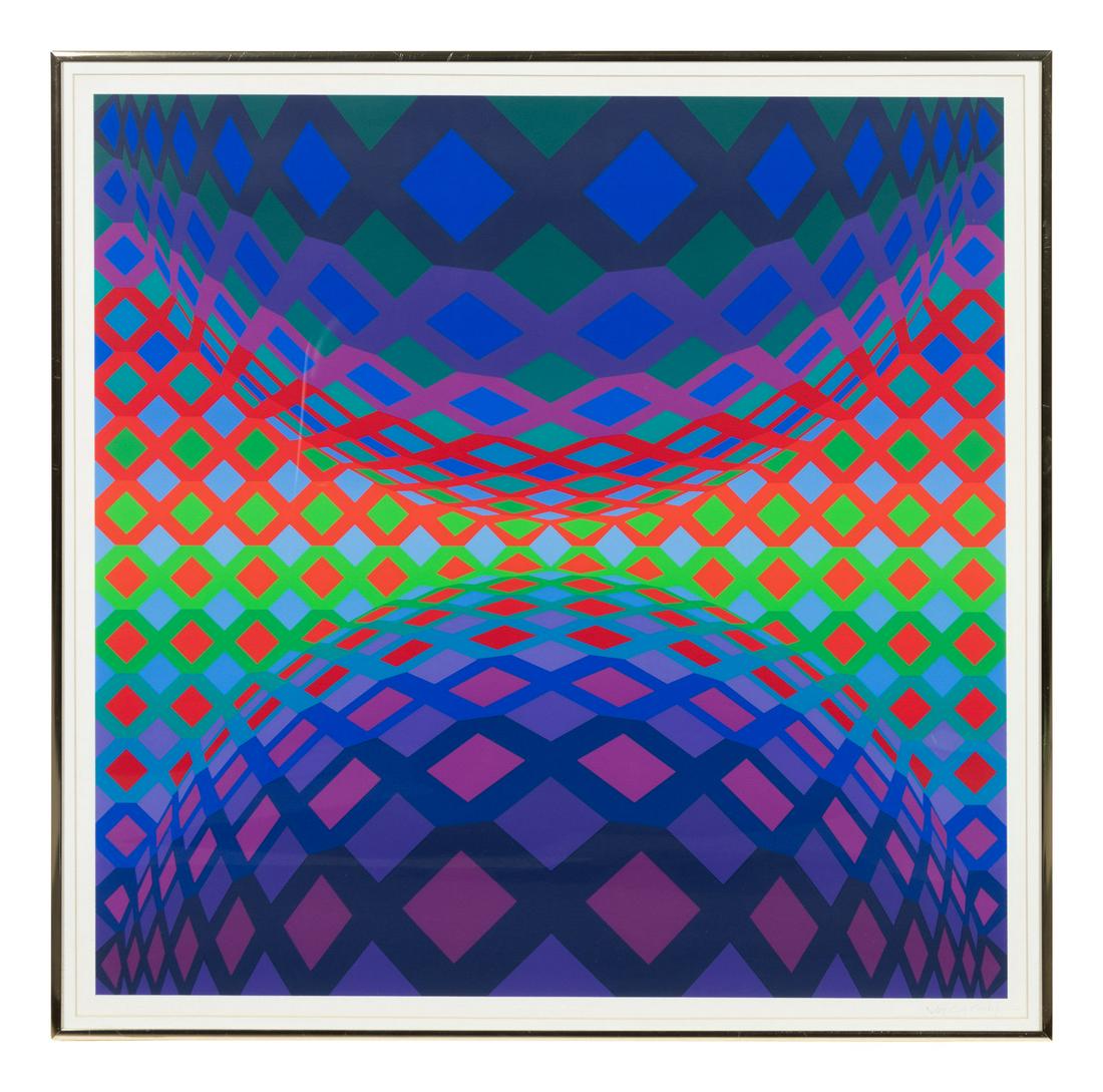 Victor Vasarely - Reech: Artist: Victor Vasarely Title: Reech Year: 1973-1974 Dimensions: 27in. by 25 1/2in. Edition: From the Rare Limited Edition Medium: Serigraph in Colors on Paper<