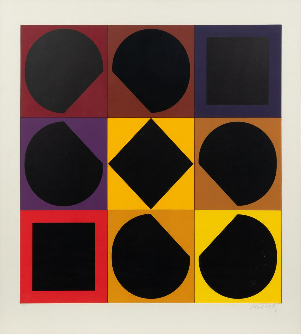 Victor Vasarely - Untitled: Artist: Victor Vasarely Title: Untitled Dimensions: 27in. by 25 1/2in. Edition: From the Rare Limited Edition of 350 Medium: Serigraph in Colors on Paper Condition: