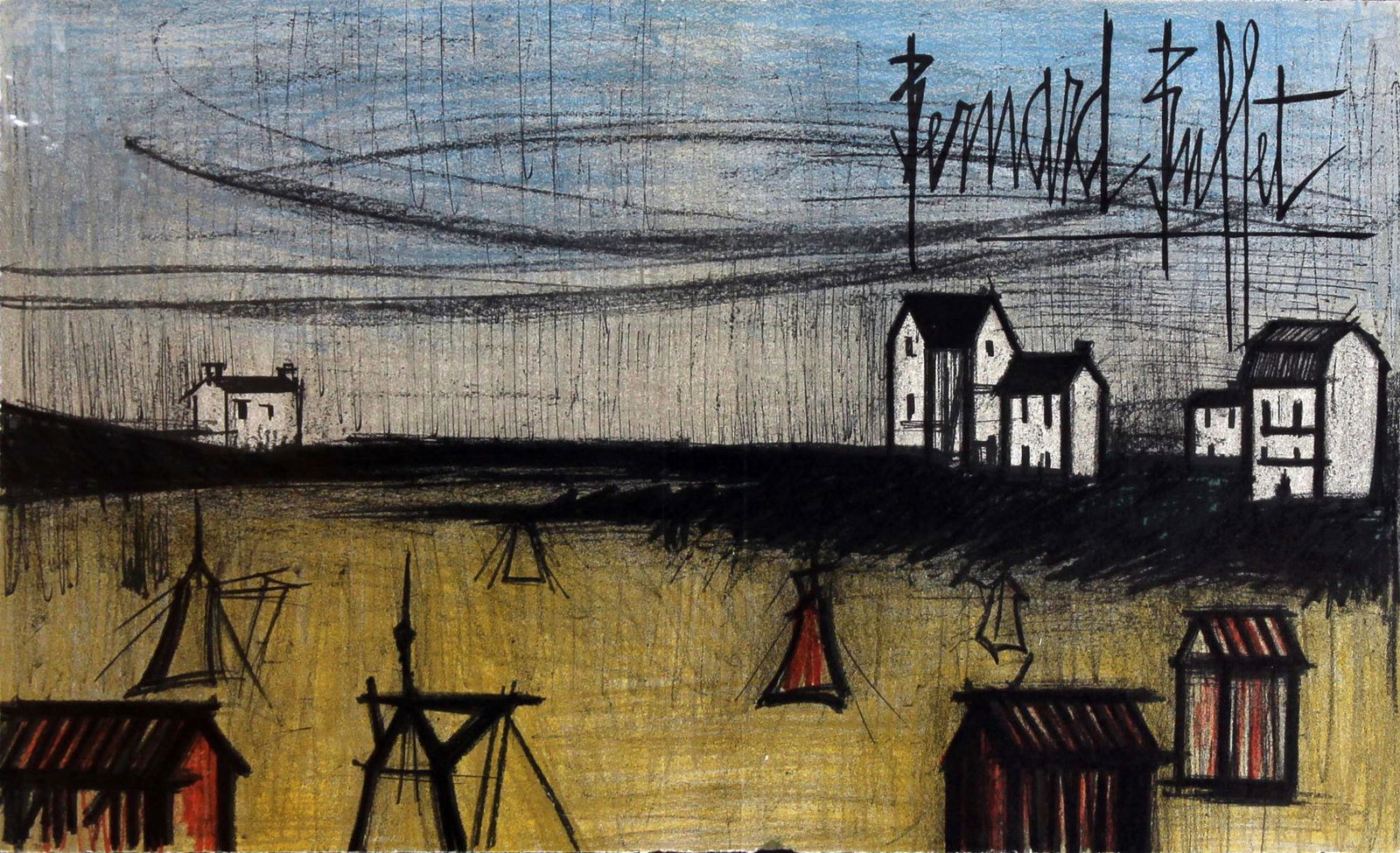 Bernard Buffet - Small Beaches: Artist: Bernard Buffet Title: Small Beaches Year: c. 1968 Dimensions: 20in. by 26.5in. Edition: From the rare limited edition Medium: Original lithograph on paper