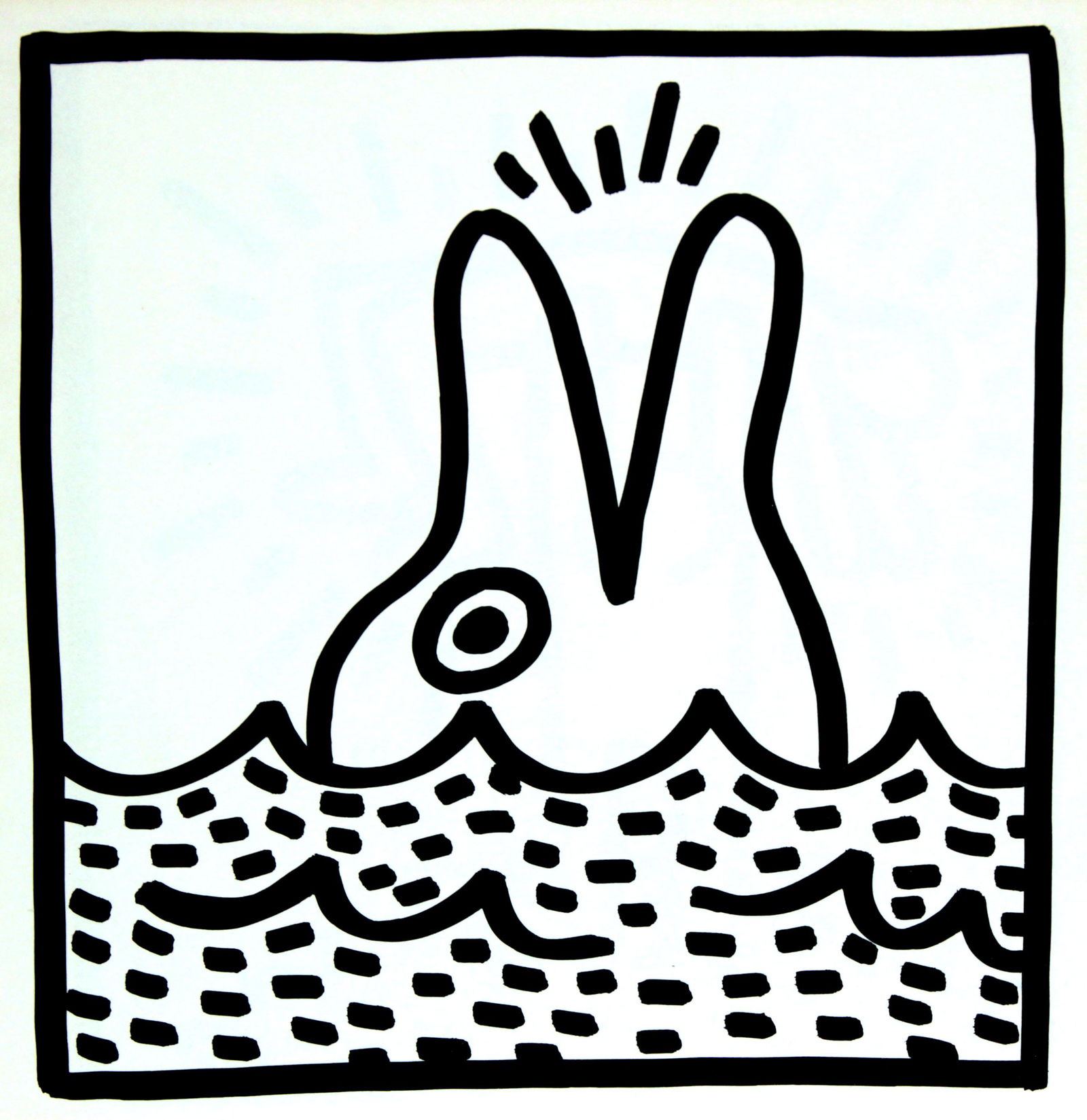 Keith Haring - Untitled (Dolphin): Artist: Keith Haring Title: Untitled (Dolphin) Year: 1982 Dimensions: 9.3in. by 9.3in. Edition: From the limited edition of 2000 Publisher: Tony Shafrazu Galler