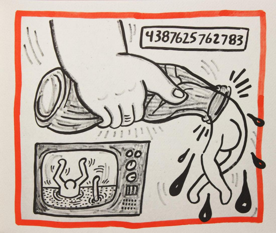 Keith Haring - Untitled: Artist: Keith Haring Title: Untitled Year: 1990 Dimensions: 8.75in. by 10.25in. Edition: From the rare limited edition of 500 Publisher: Bebert Publishing House Su