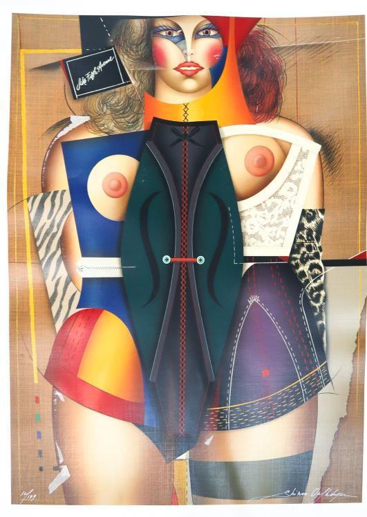 Shimon Okshteyn - Untitled: Artist: Shimon Okshteyn Title: Untitled Dimensions: 36.5in. by 46.5in. Edition: From the Limitted Edition of 199 Medium: Original Color Lithograph on Paper Conditio