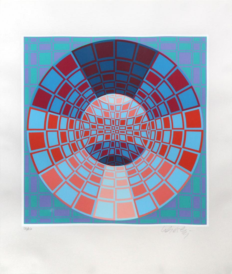 Victor Vasarely - Untitled II: Artist: Victor Vasarely Title: Untitled II Dimensions: 14in. by 14in. Edition: From the rare limited edition of 250 Medium: Original color screenprint on paper Condition: E