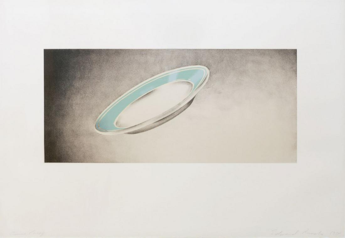 Ed Ruscha - Domestic Tranquility: Plate: Artist: Ed Ruscha Title: Domestic Tranquility: Plate Year: 1974 Dimensions: 18inin. by 26 1/8inin. Edition: Rare Limited Edition of 65 Suite: Domestic Tranquili