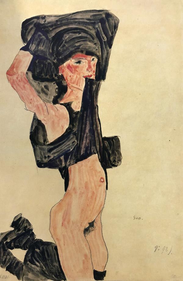 Egon Schiele (After) - Girl Kneeling: Artist: Egon Schiele (After) Title: Girl Kneeling Year: 1982 Dimensions: 16 1/4in. by 12 1/8in. Publisher: Mazzotta 1982 Suite: Erotic Drawings Medi