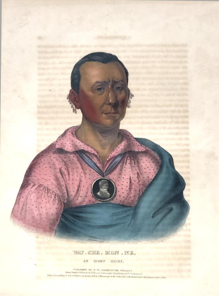 Charles Bird King - Wat - Che - Mon - Ne An Ioway chief: Artist: Charles Bird King Title: Wat - Che - Mon - Ne An Ioway chief Year: 1838 Dimensions: 19 5/8in. by 131/8in. Edition: From the rare limited edition Publisher:<