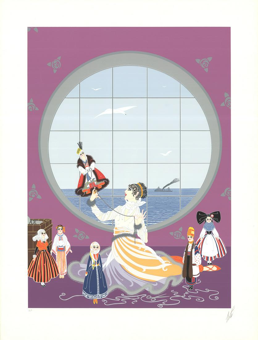 Erte - Russian Dolls: Artist: Erte Title: Russian Dolls Year: 1987 Dimensions: 30.5in. by 23in. Edition: Artist's Proof from the limited edition Medium: Original serigraph on paper</