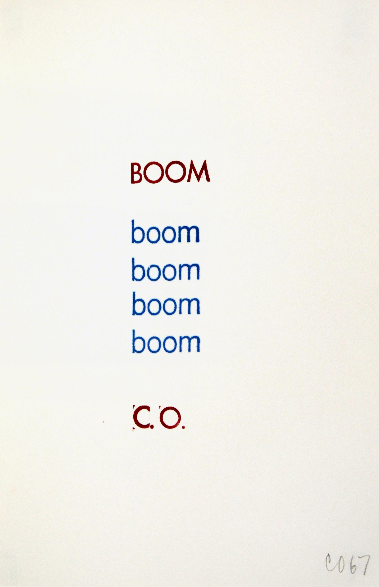 Claes Oldenburg - Boom: Artist: Claes Oldenburg Title: Boom Year: 1967 Dimensions: 11.4in. by 9in. Edition: 60 from the limited edition of 225 Publisher: Indianakatz New York <