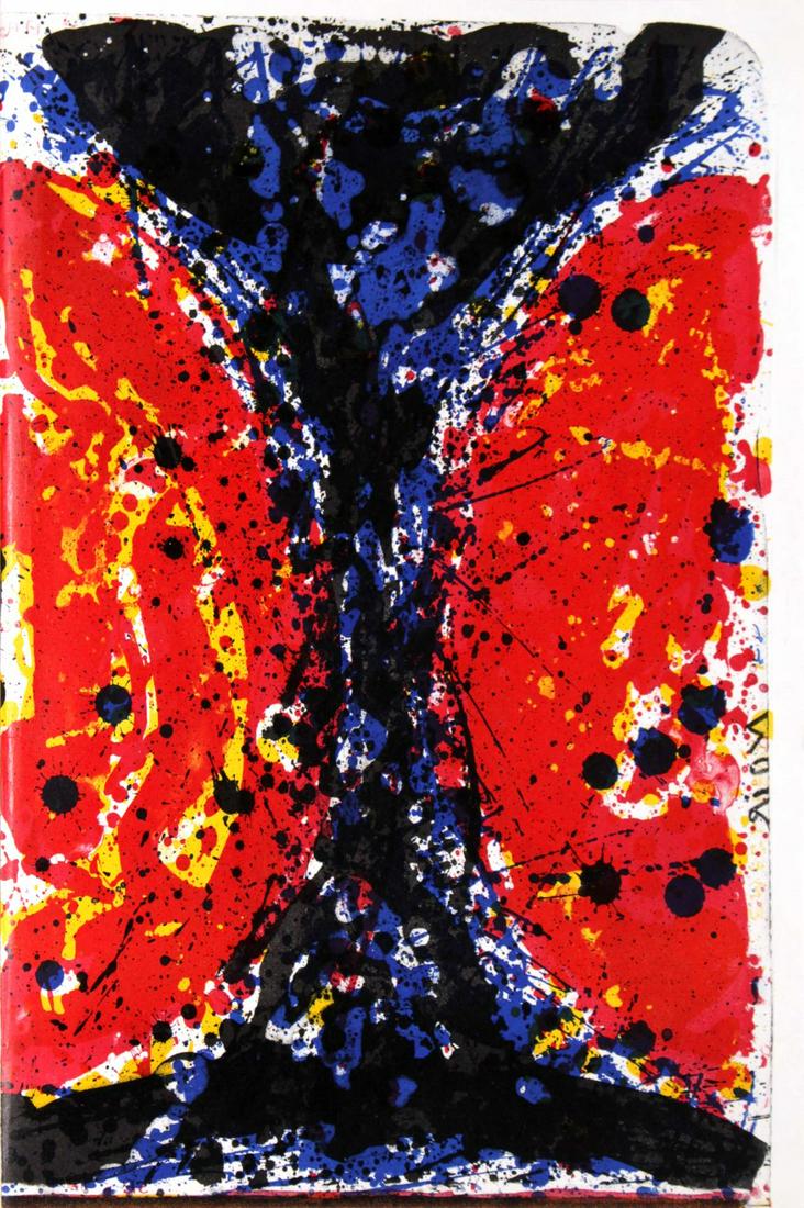 Sam Francis - Noir: Artist: Sam Francis Title: Noir Year: 1964 Dimensions: 16in. by 11.25in. Edition: From the rare limited edition Publisher: E.W. Kornfeld Switzerland Suite: One
