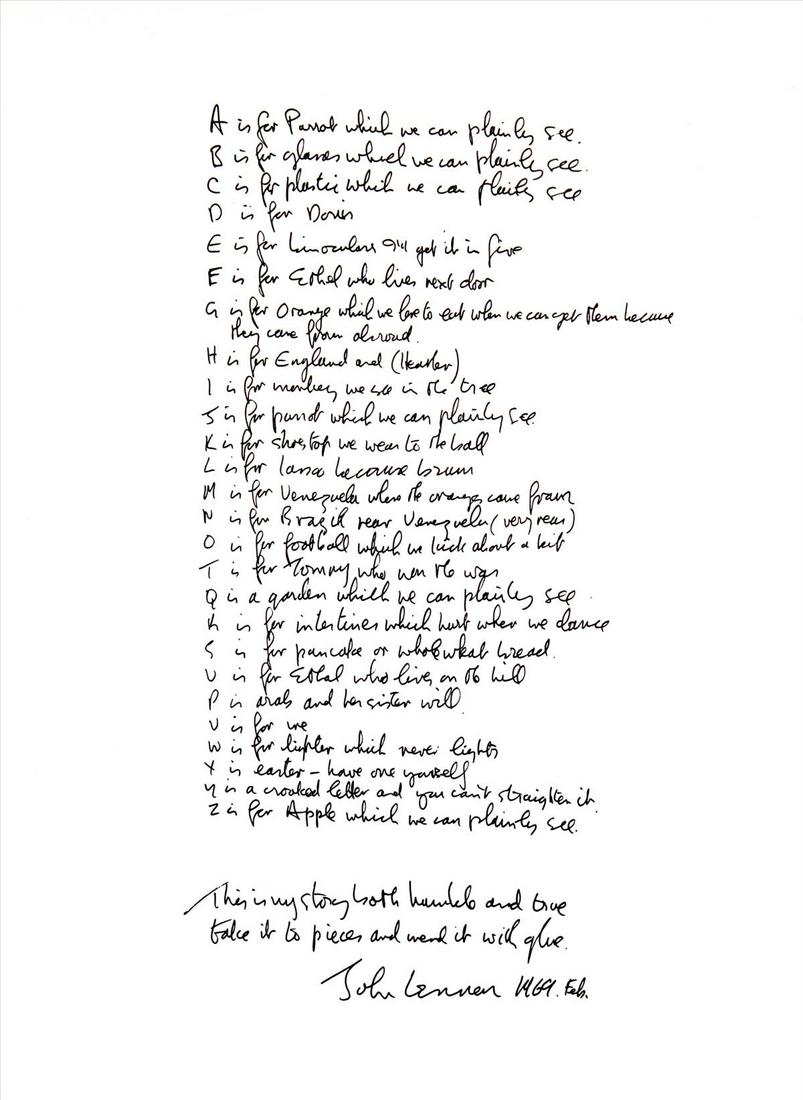 John Lennon - Bag One I: Artist: John Lennon Title: Bag One I Year: 1969 Dimensions: 8.5in. by 11in. Edition: From the rare limited edition Publisher: Lee Nordness Galleries Suite: Bag