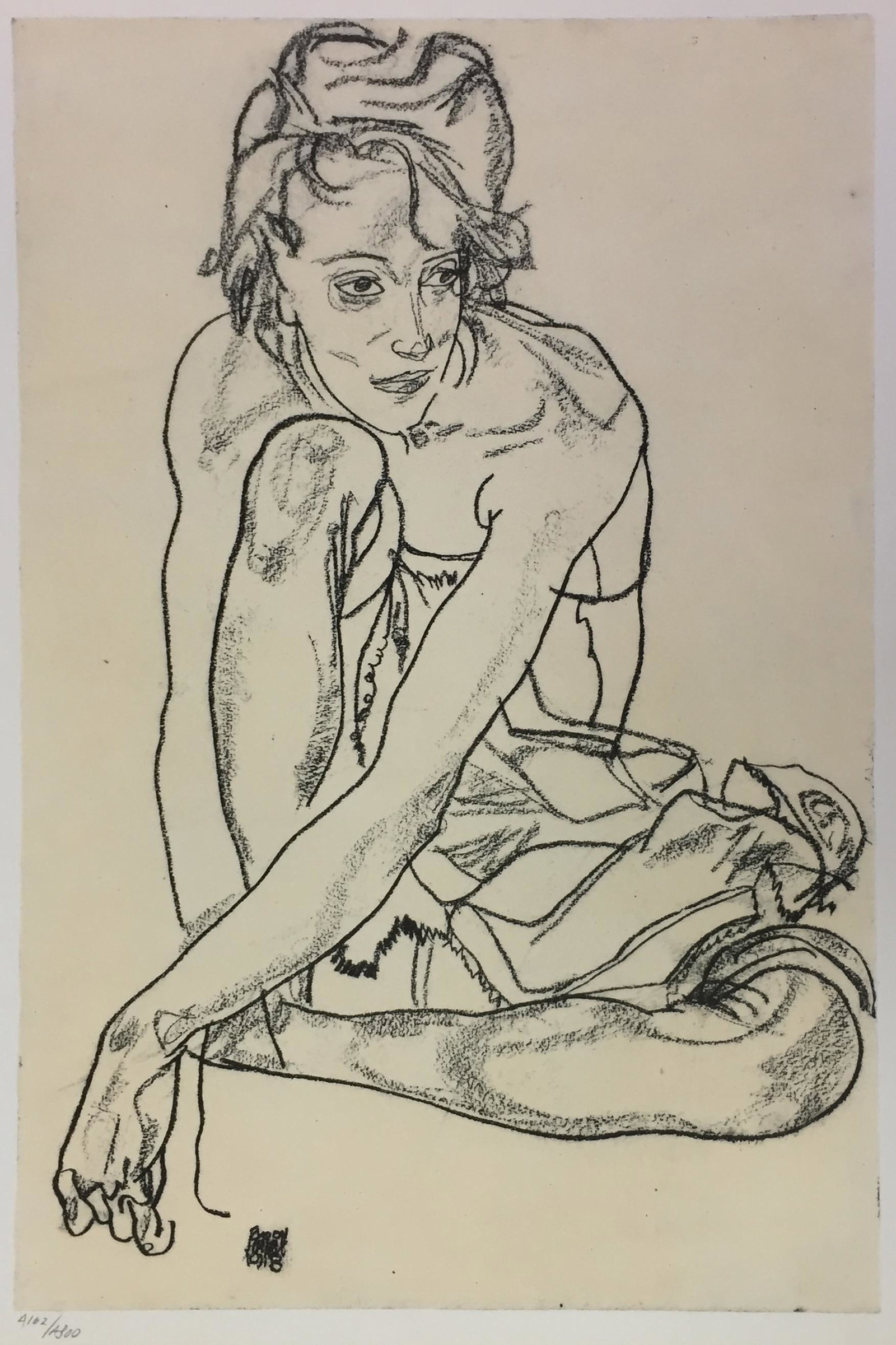 Egon Schiele (After) - Woman Crouching: Artist: Egon Schiele (After) Title: Woman Crouching Year: 1969 Dimensions: 19 3/4in. by 14 1/4in. Edition: From the Rare Limited Edition of 300 Publisher: Harry