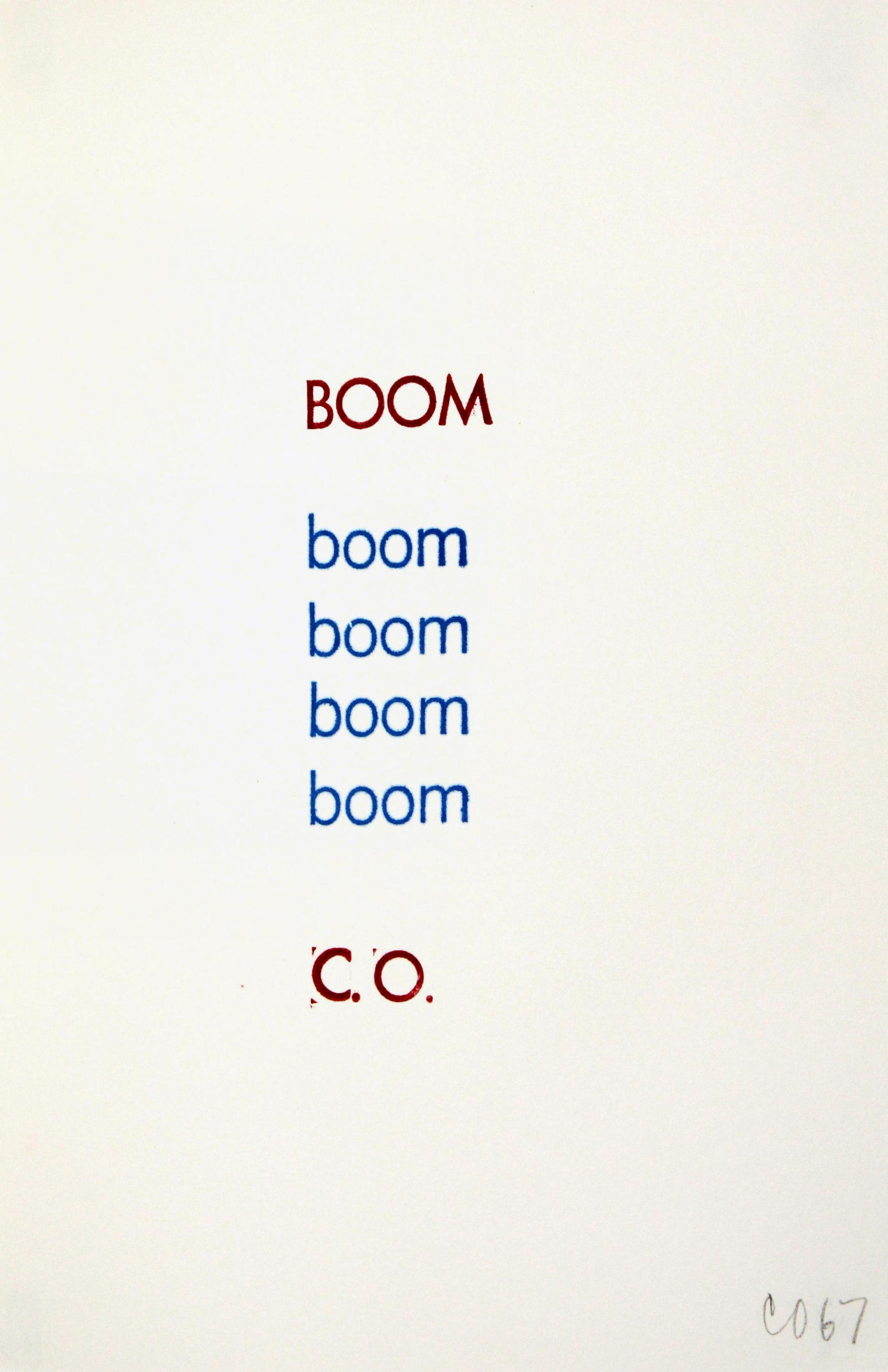 Claes Oldenburg - Boom: Artist: Claes Oldenburg Title: Boom Year: 1967 Dimensions: 11.4in. by 9in. Edition: 60 from the limited edition of 225 Publisher: Indianakatz New York <