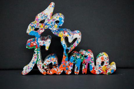 Mr. Brainwash - Je T: Artist: Mr. Brainwash Title: Je T'aime (Mulit-Color Splash) Year: 2018 Dimensions: 7in. by 9in. Edition: From the Rare Limited Edition of 20 Suite: Je T'aime