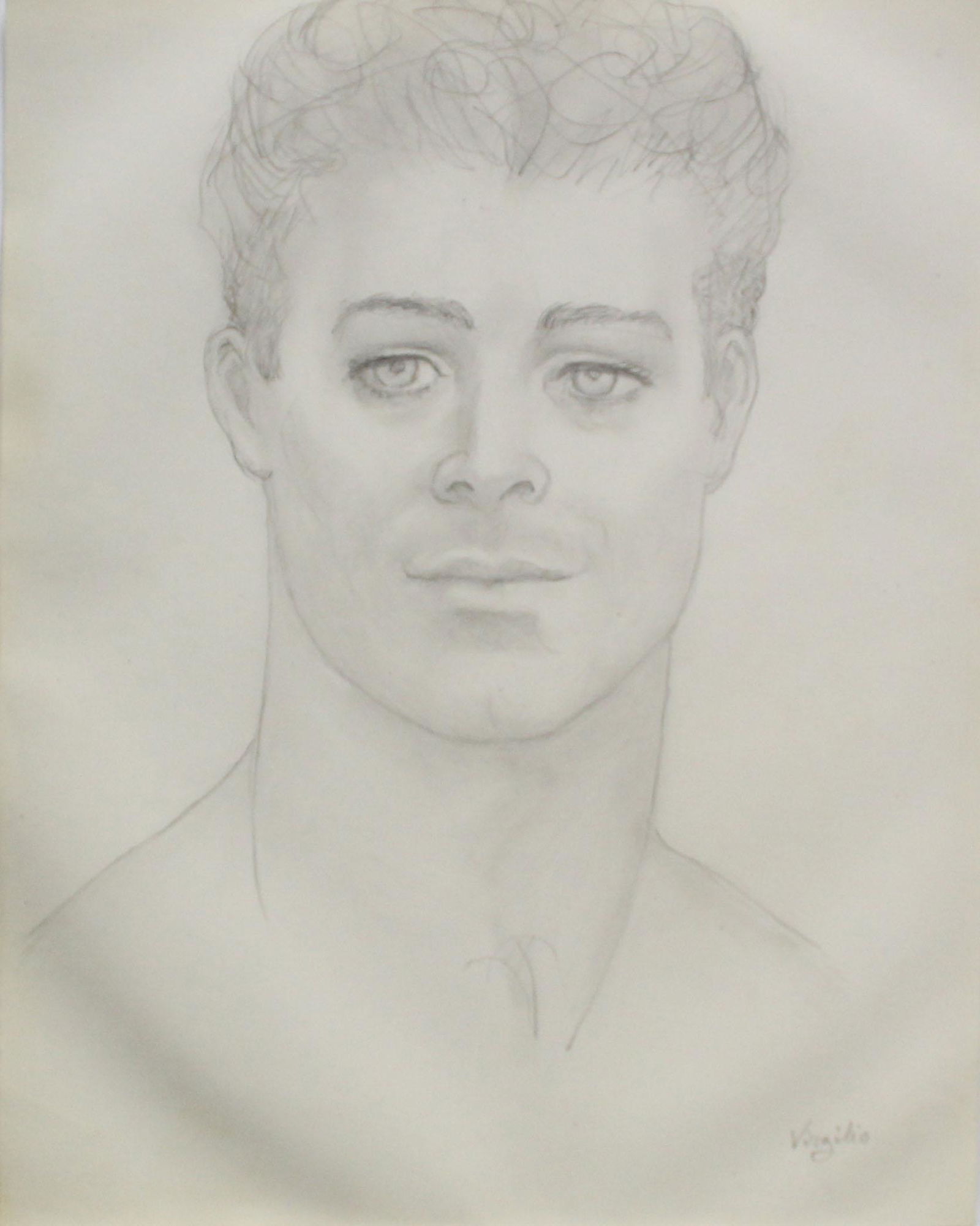 Emlen Etting - Virgilio: Artist: Emlen Etting Title: Virgilio Dimensions: 9 3/4in. by 12 1/4in. Edition: Unique One of a Kind Artwork Suite: Heads of Boys Medium: Original Pencil on Pap