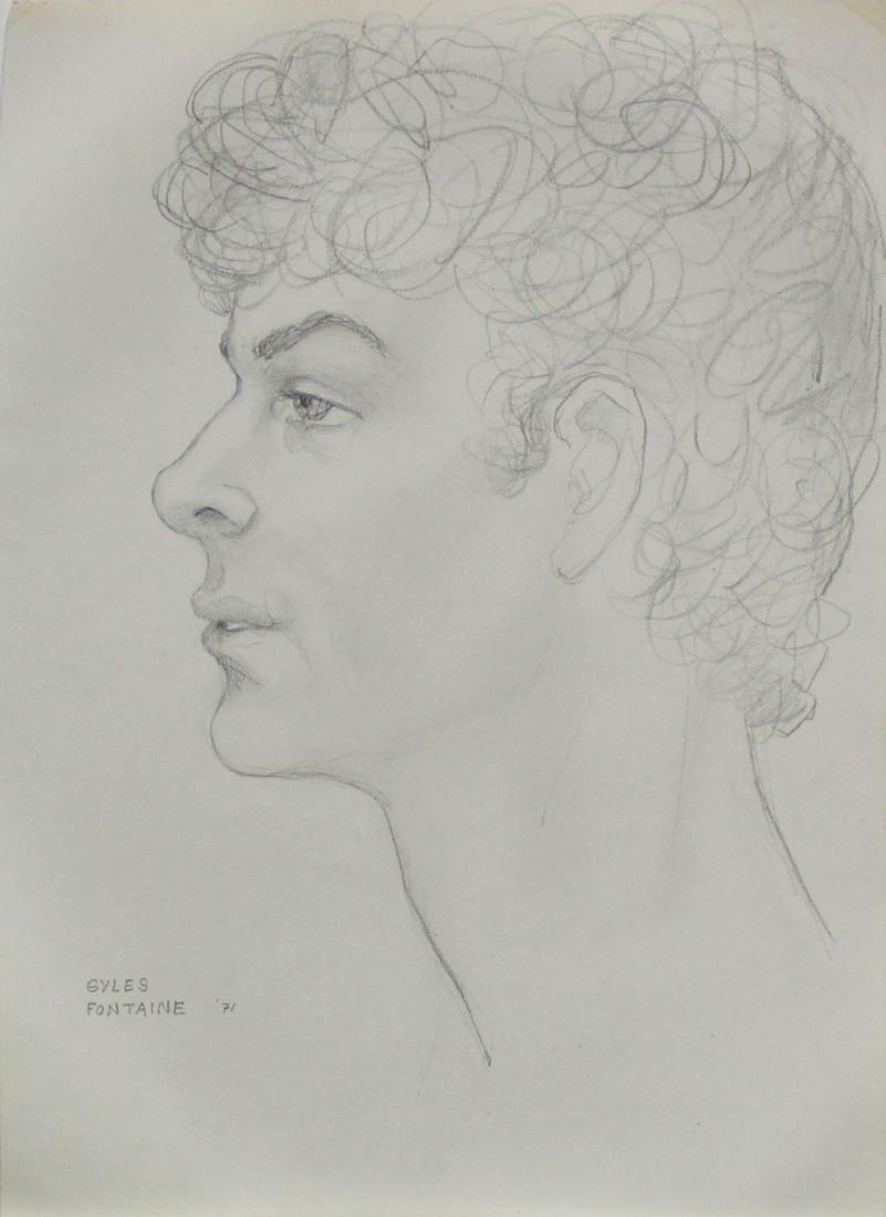 Emlen Etting - Gyles Fontaine: Artist: Emlen Etting Title: Gyles Fontaine Year: 1971 Dimensions: 7 1/2in. by 10 1/2in. Edition: Unique One of a Kind Artwork Suite: Heads of Boys Me