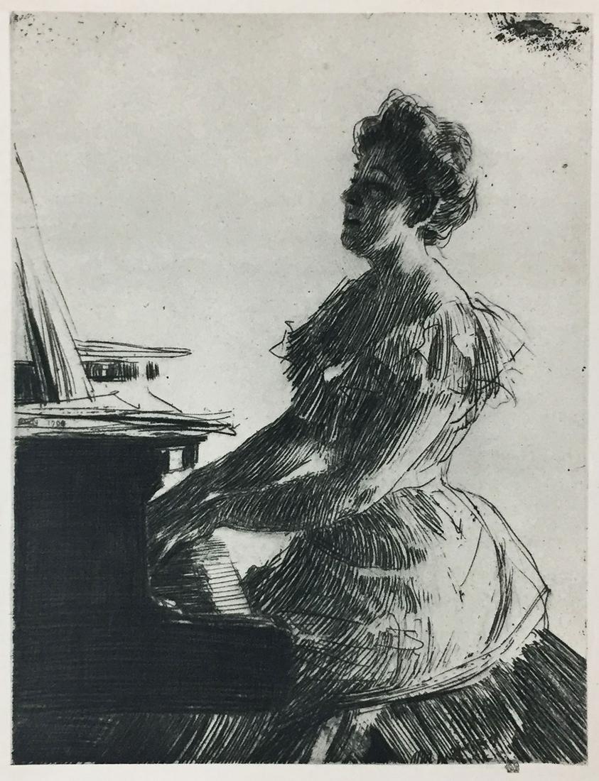 Anders Zorn - Au Piano: Artist: Anders Zorn Title: Au Piano Year: 1925 Dimensions: 12 1/4in. by 9 1/2in. Edition: From the Rare Limited Edition Publisher: The Studio London