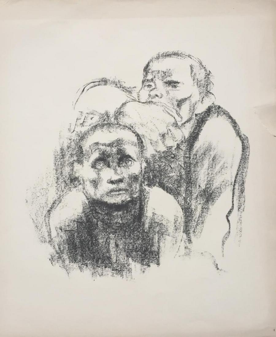 Kathe Kollwitz - Miners: Artist: Kathe Kollwitz Title: Miners Dimensions: 16in. by 19 1/4in. Edition: From the Rare Limited Edition Medium: Serigraph on Paper Condition: As Is