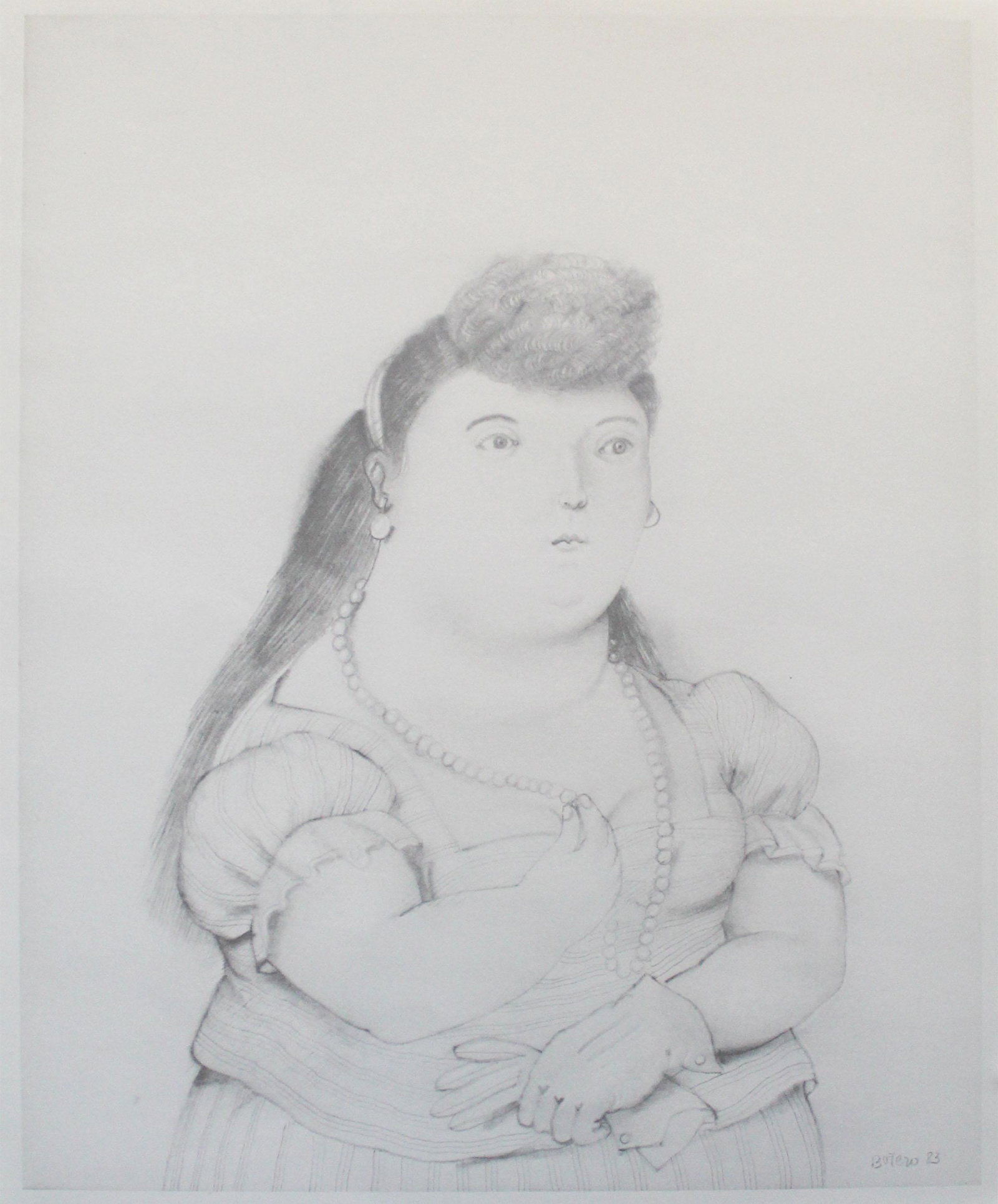 Fernando Botero - Untitled (Woman with Pearls): Artist: Fernando Botero Title: Untitled (Woman with Pearls) Year: 1983 Dimensions: 17 7/8in. by 15 5/8in. Edition: From the Rare Limited Edition Medium: Offset
