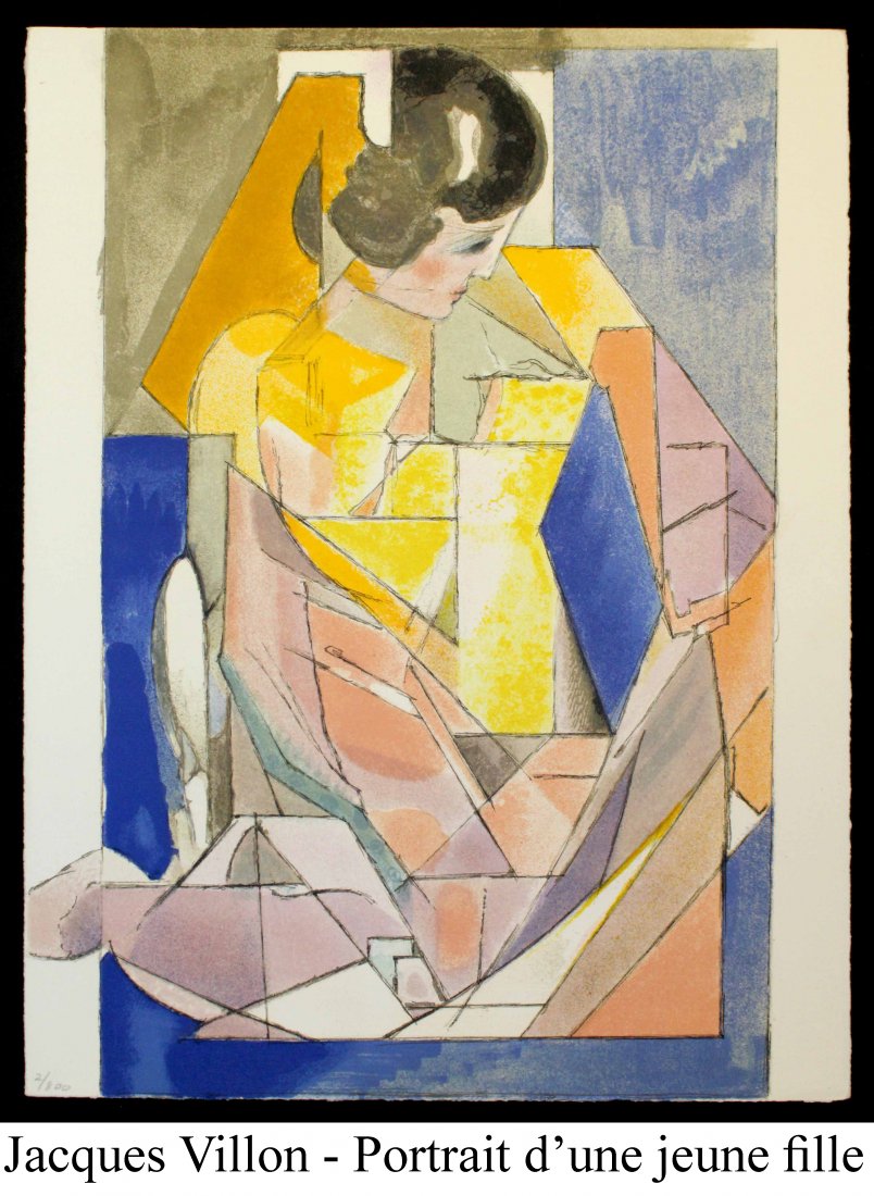 Jacques Villon - Portrait d: Artist: Jacques Villon Title: Portrait d'une jeune fille Year: 1972 Dimensions: 12.75in. by 10in. Edition: From the rare limited edition of 800 Suite: Souvenirs