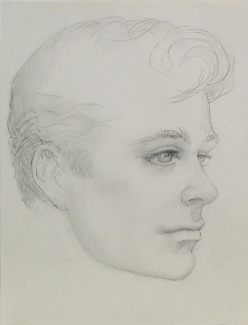 Emlen Etting - Harry I: Artist: Emlen Etting Title: Harry I Dimensions: 8 1/8in. by 10 1/2in. Edition: Unique One of a Kind Artwork Suite: Heads of Boys Medium: Original Pencil on Pape