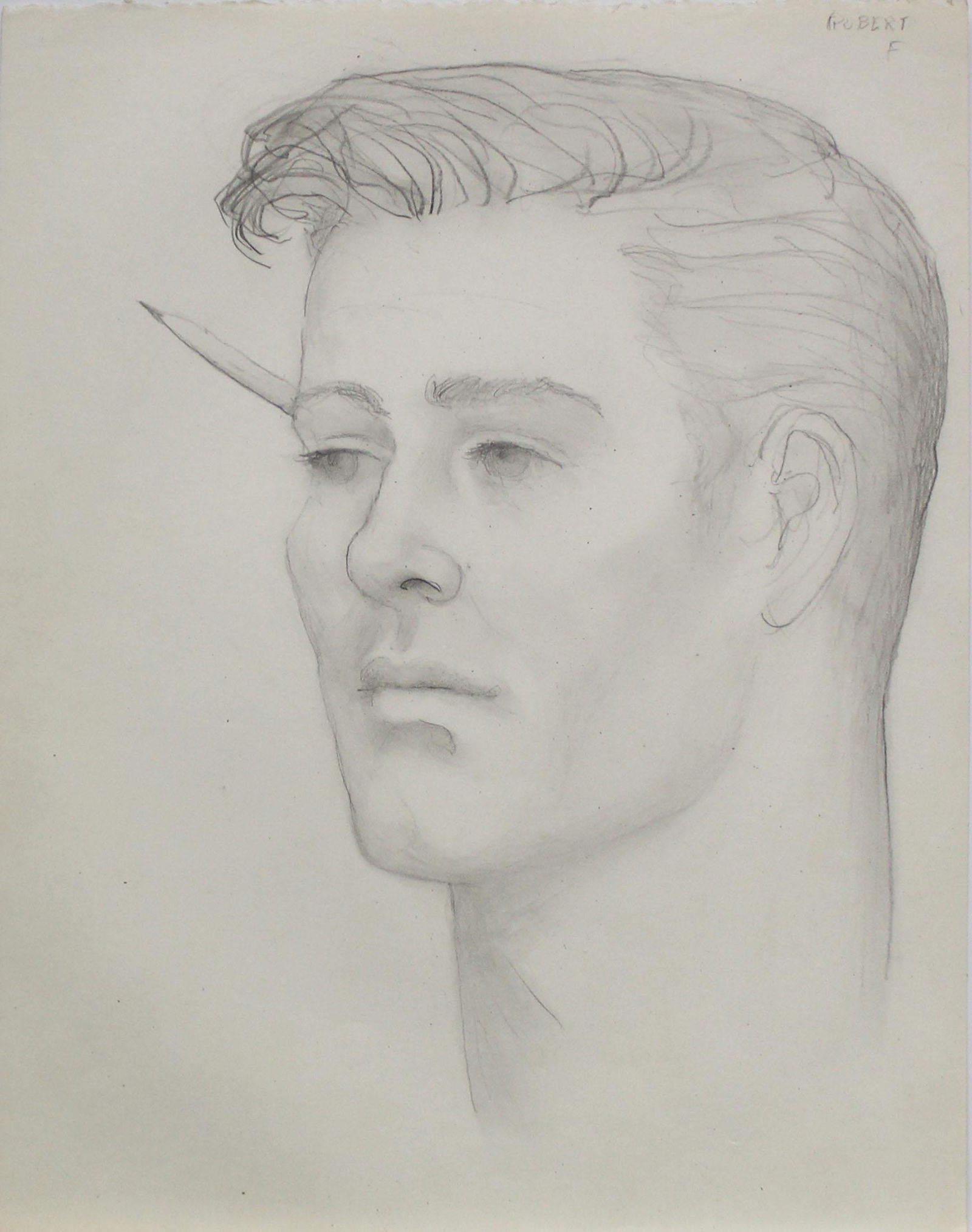 Emlen Etting - Robert F: Artist: Emlen Etting Title: Robert F Dimensions: 10in. by 12 3/4in. Edition: Unique One of a Kind Artwork Suite: Heads of Boys Medium: Original Pencil on Paper<