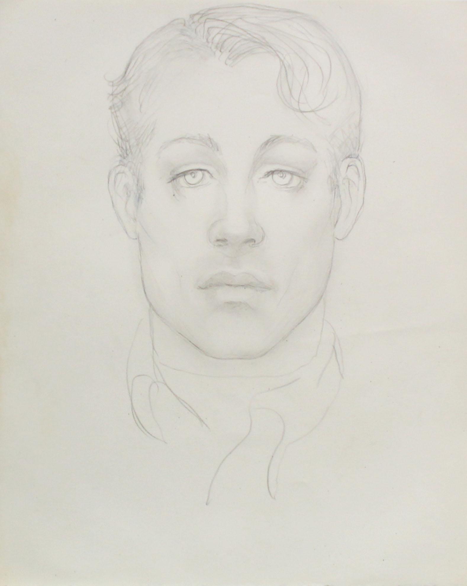 Emlen Etting - Untitled Boy I: Artist: Emlen Etting Title: Untitled Boy I Dimensions: 10in. by 12 3/4in. Edition: Unique One of a Kind Artwork Suite: Heads of Boys Medium: Original Pencil on