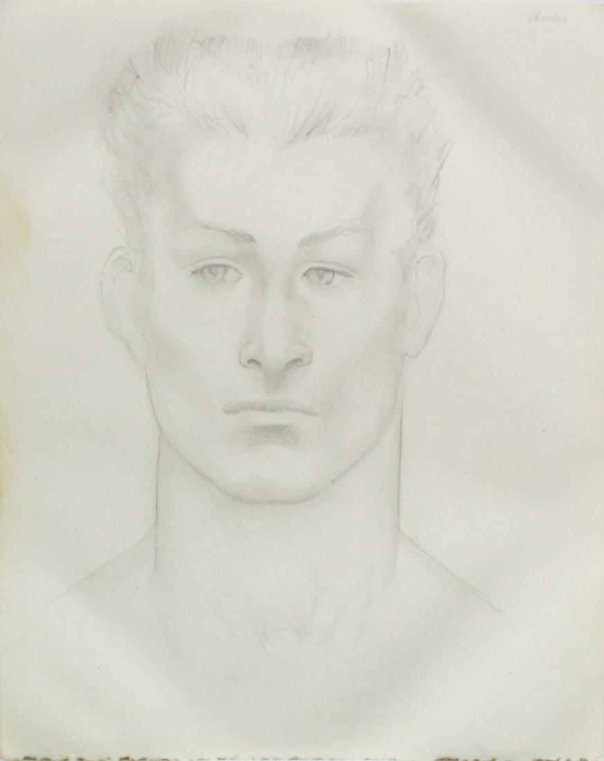 Emlen Etting - Charles: Artist: Emlen Etting Title: Charles Dimensions: 10in. by 12 7/8in. Edition: Unique One of a Kind Artwork Suite: Heads of Boys Medium: Original Pencil on Paper</