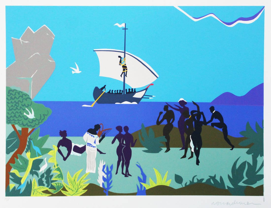 Romare Bearden - The Siren: Artist: Romare Bearden Title: The Siren's Song Year: 1979 Dimensions: 24in. by 18in. Edition: From the Rare Limited Artist's Proof Edition Publisher: HMK Fine A