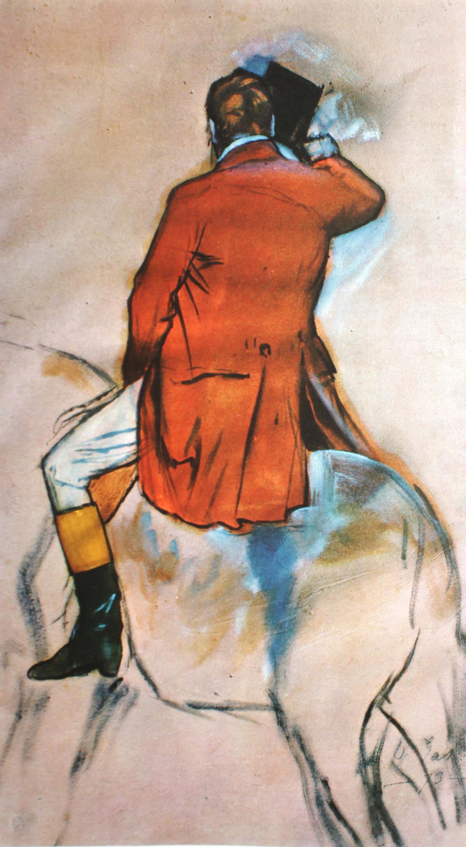 Edgar Degas (After) - Rider in a Red Coat: Artist: Edgar Degas (After) Title: Rider in a Red Coat Year: 1961 Dimensions: 19.25in. by 14in. Edition: From the limited edition of 450 Publisher: Grafiche Mil